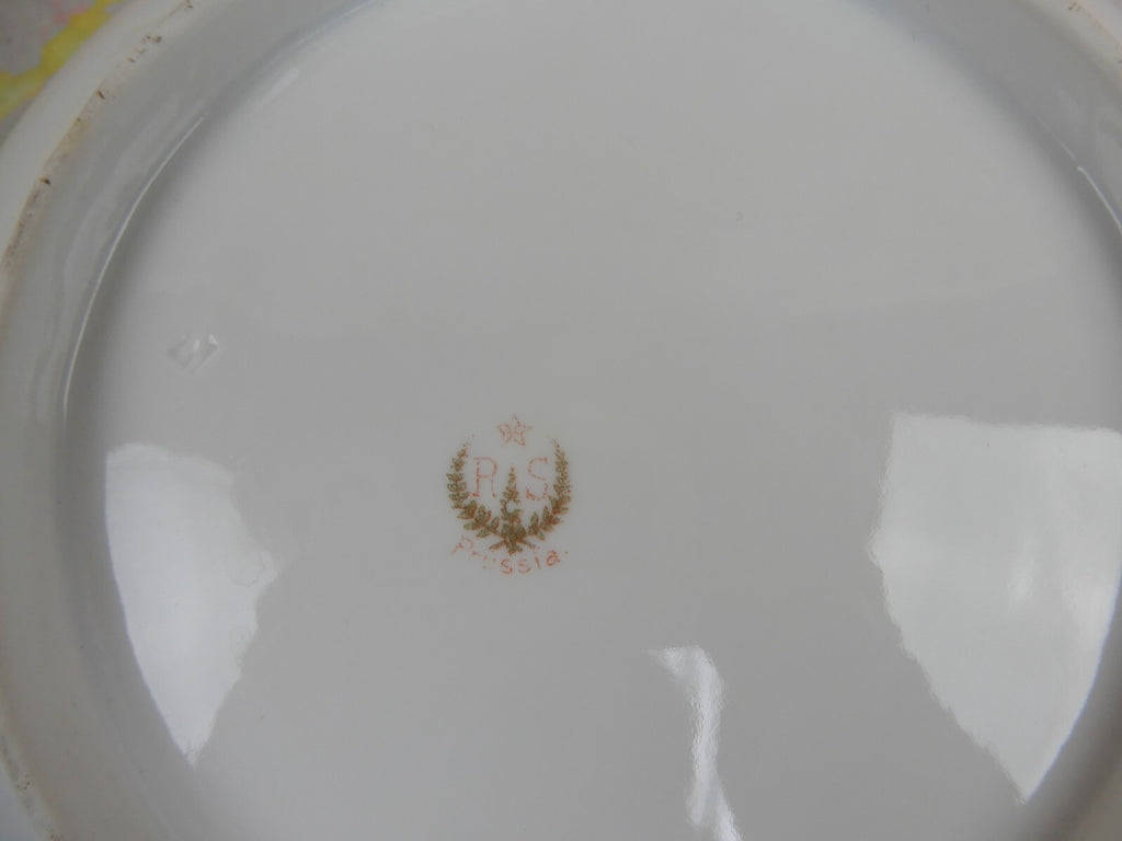 Old Red Mark 1900s Reinhold Schlegelmilch R.S. Prussia"Surreal Dogwood" Bowl