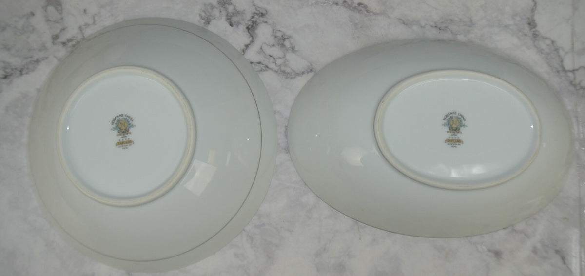 Vintage Porcelain Noritake Garland 5906 Pattern Oval and Round Serving Bowls