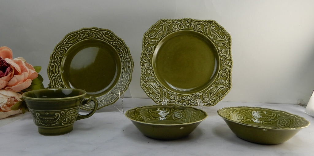 Vintage 5 Canonsburg Pottery Regency Ironstone Green Replacement Pieces