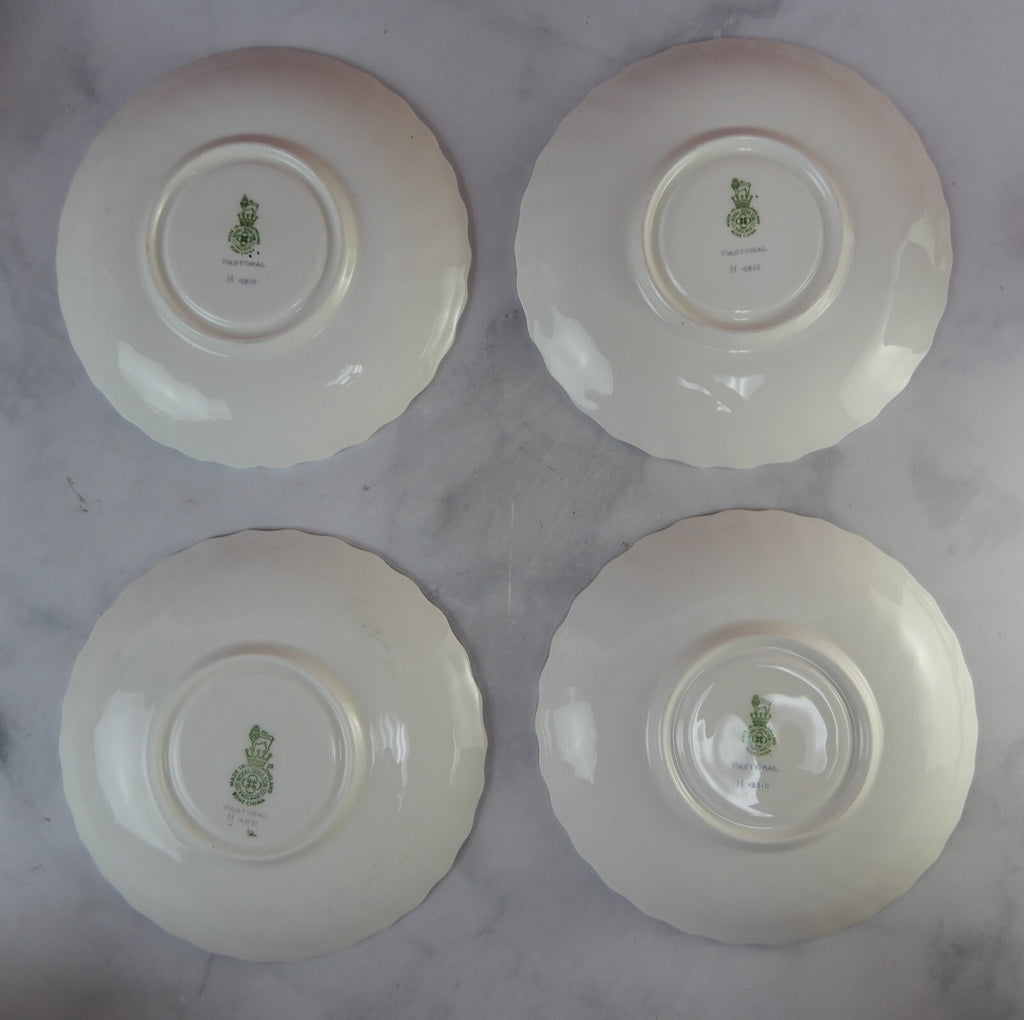 Vintage Royal Doulton Pastoral Pattern Set of Four Cups and Saucers