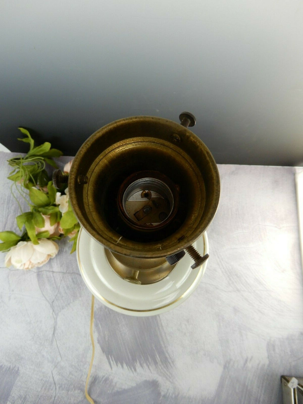 Vintage Faux Marble Base Electric Table Lamp