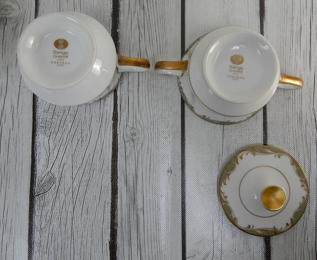 Vintage Sango China "Chateau" Set of Gravy Boat ,Sugar Bowl,Creamer