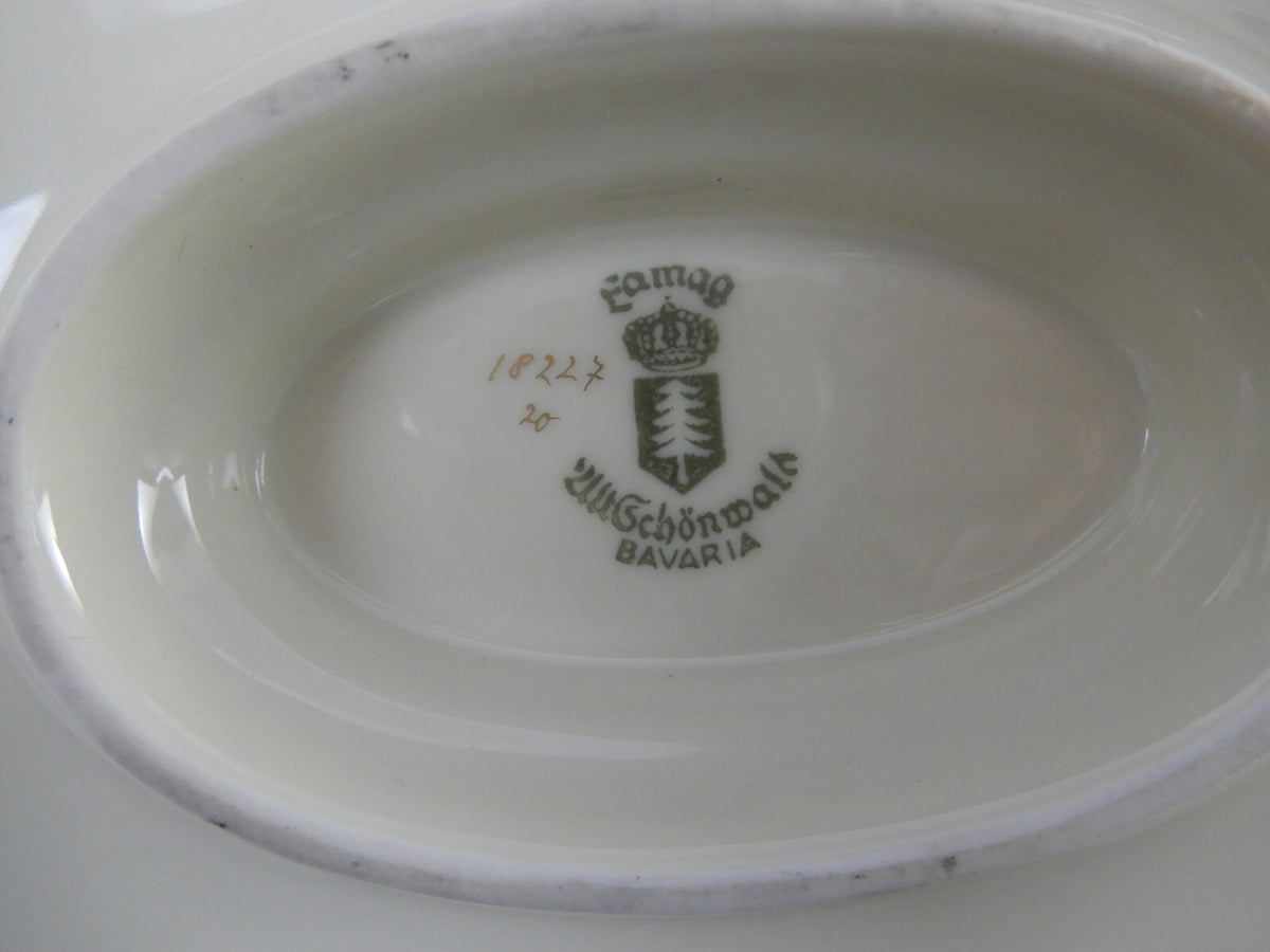 Vintage Eamag Schönwald Bavaria Gold and Cobalt Blue Rim Gravy Boat