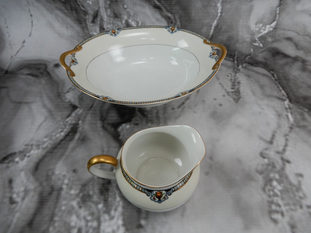 Vintage Morimura Japan Shirley Pattern Oval Bowl and Creamer