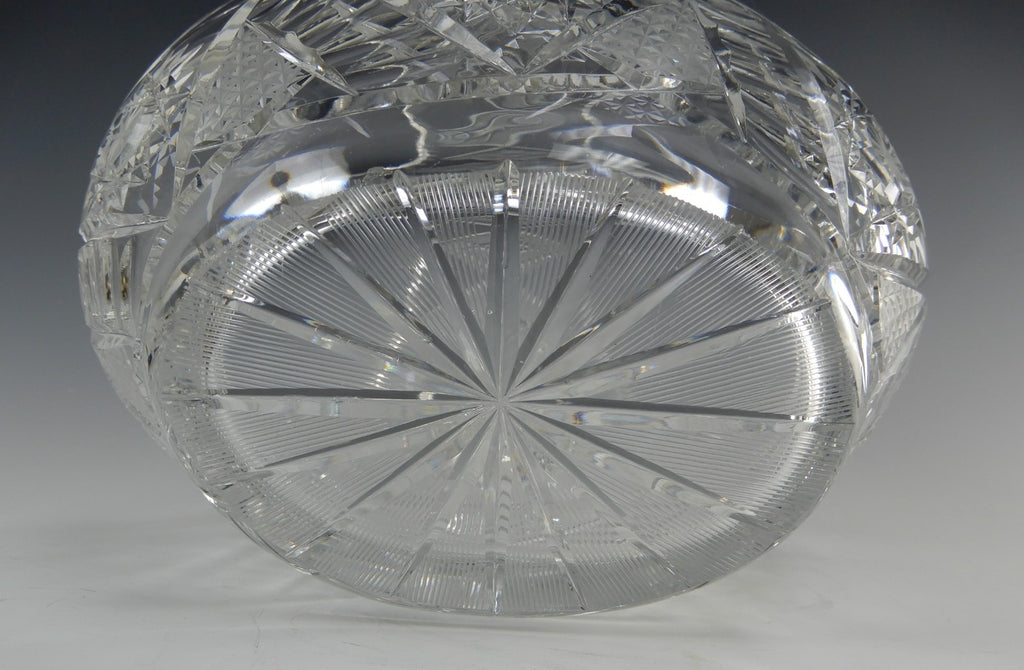 Vintage Heavy Leaded Cut Crystal Cut Glass Basket Bowl 7 lb