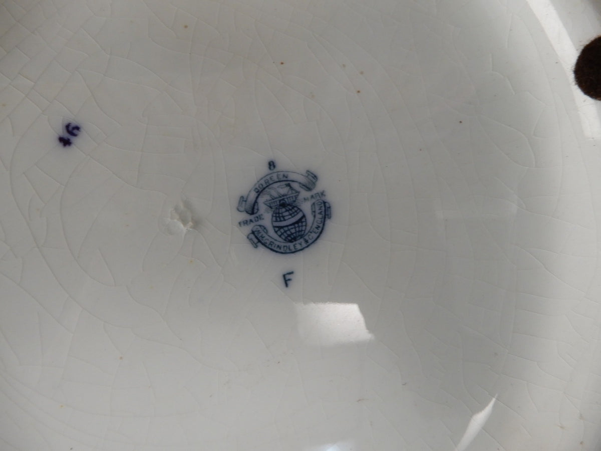 Antique WH Grindley Transferware Ironstone Wash Basin Bowl "Doreen Pattern"