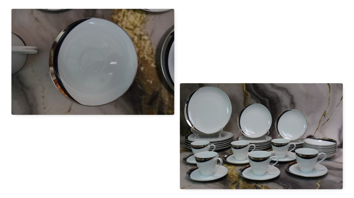 36 Pc 6-Piece 6 Place Setting Mikasa Platinum Fascination Pattern Made in Japan