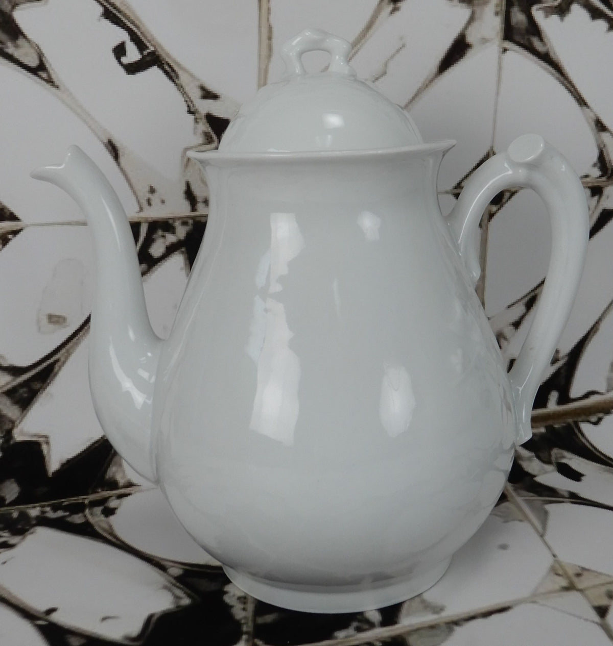 Vintage D&Co. France White Ironstone Embossed Coffee Pot