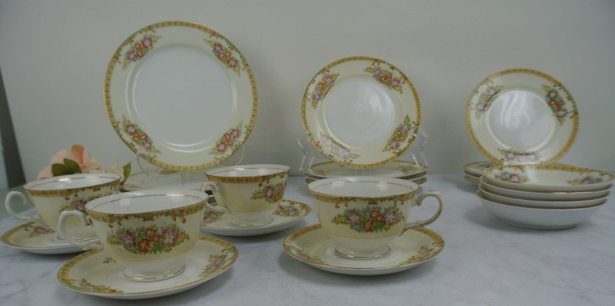 Lot of 23 Pieces of Vintage Diamond Made in Japan Hand Painted