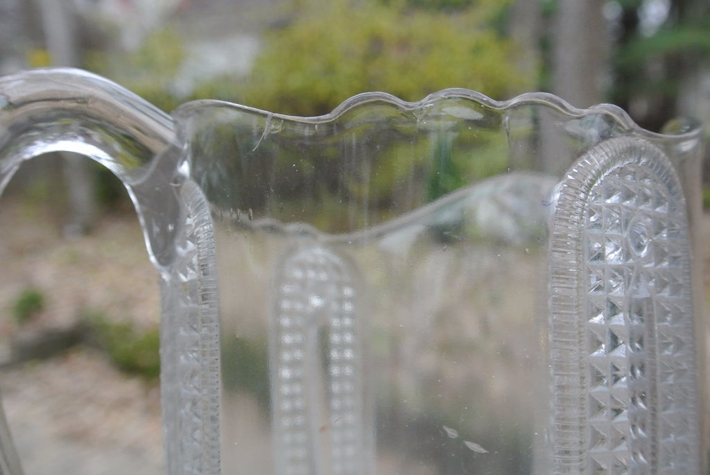 Antique Curtain Tie Back Pitcher Early American Pattern Glass Adams & Co