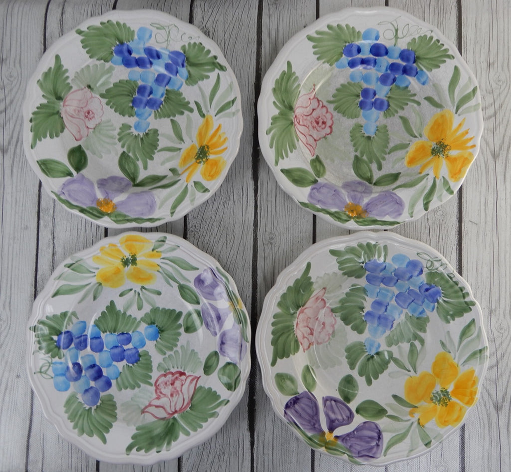 Set Of 4 Fortebraccio Ceramiche Italy Flora 10-1/4" Pasta Bowls