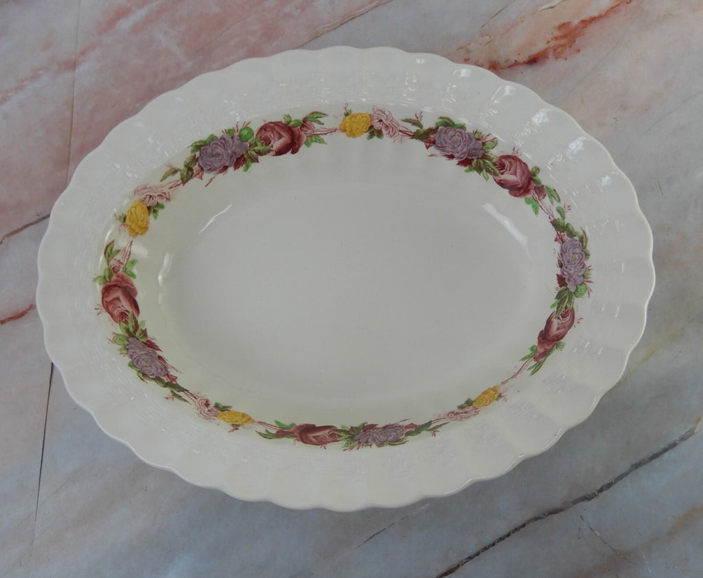 Vtg Copeland Spode "Rose Briar" Oval 10-1/4" Serving Bowl Made In England