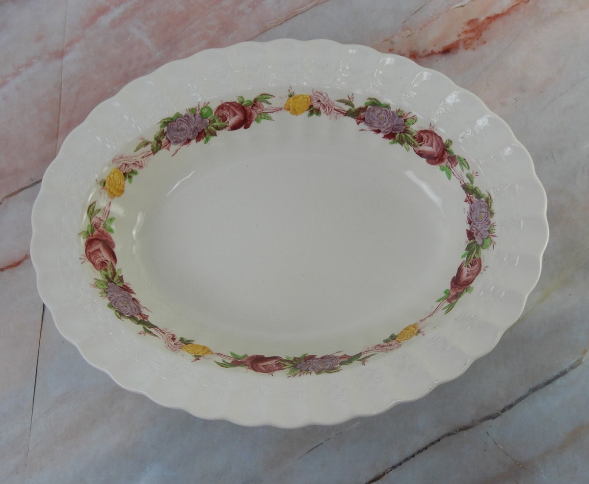 Vtg Copeland Spode "Rose Briar" Oval 10-1/4" Serving Bowl Made In England