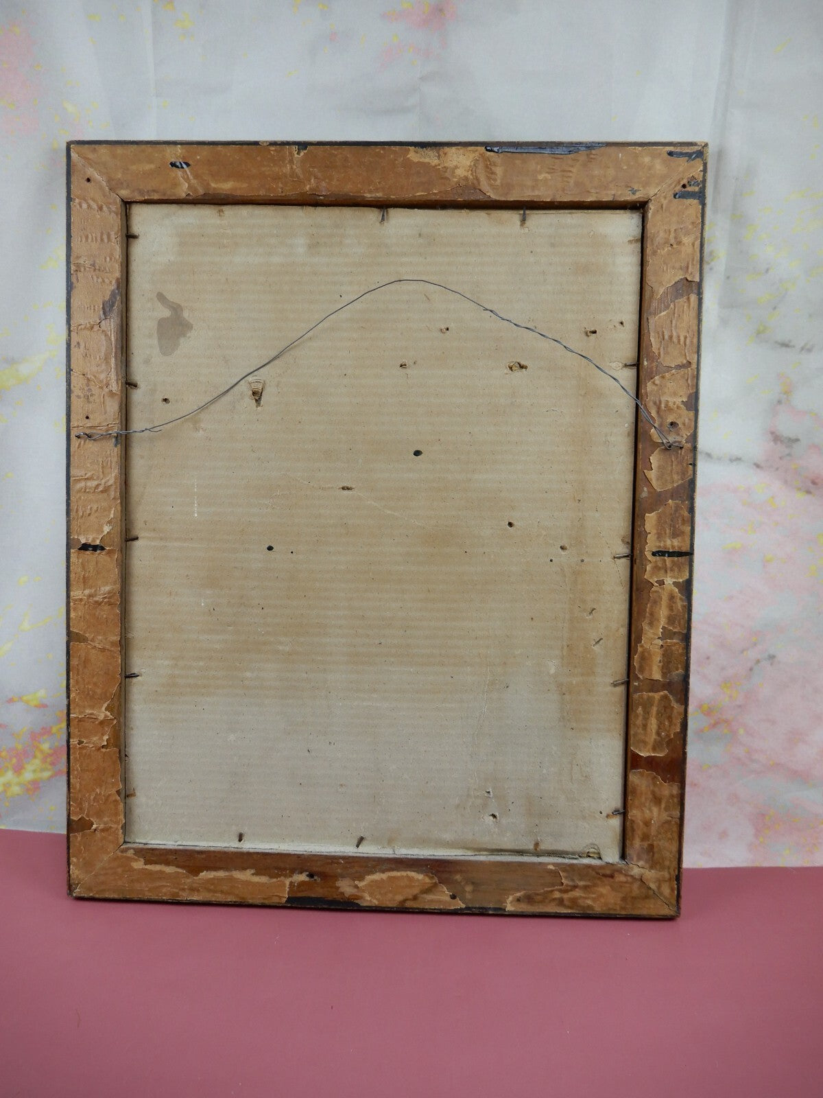 Circa 1872 Marriage Certificate in Gold Embossed Wood Hand Painted 22" Frame