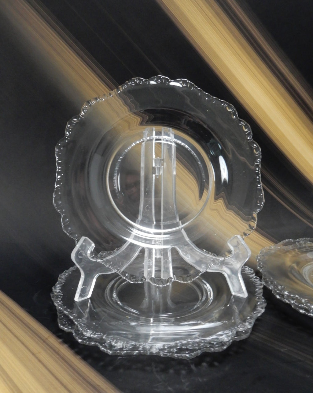 Set Of 6 Vintage Clear Cambridge Glass "GADROON" 8-1/2" Salad Plates