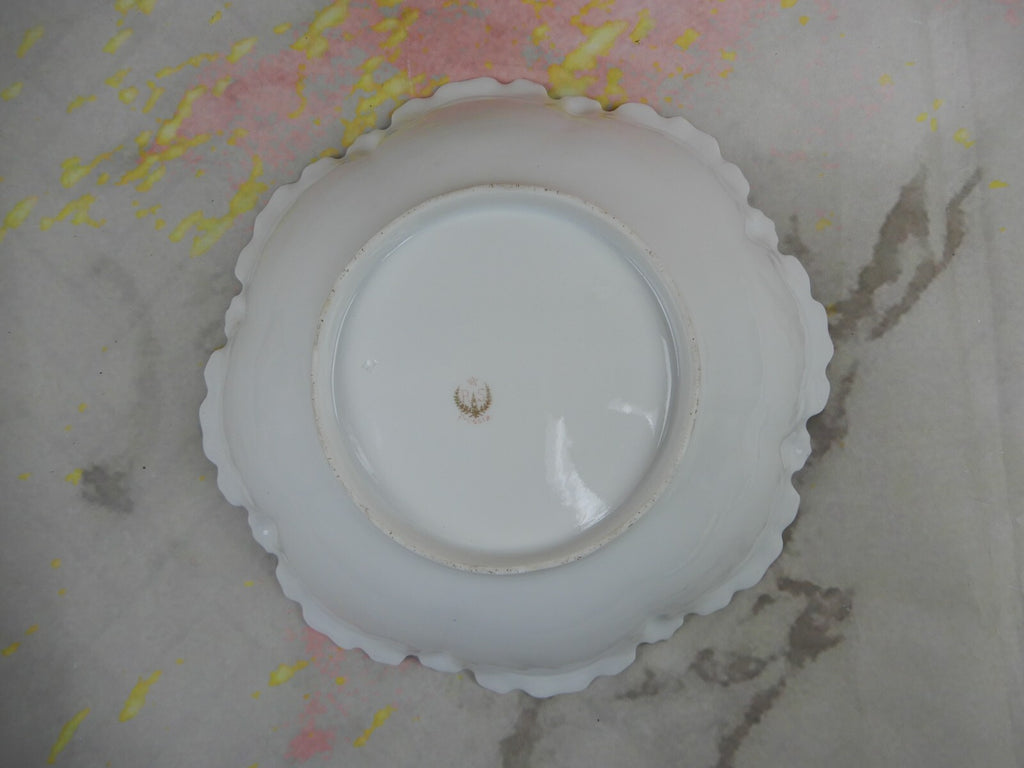 Old Red Mark 1900s Reinhold Schlegelmilch R.S. Prussia"Surreal Dogwood" Bowl