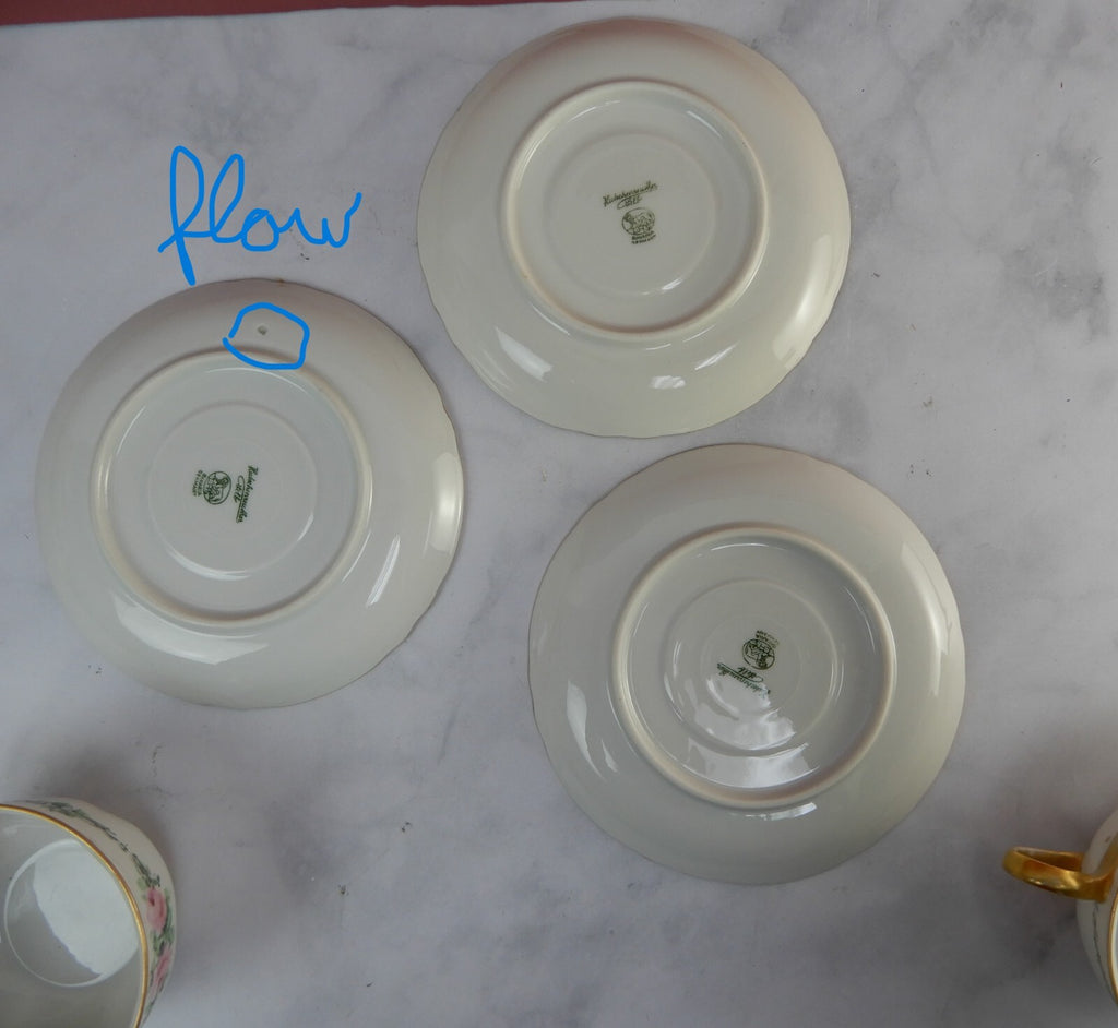 Set of 3 Hutschenreuther Selb Bavaria Cups and Saucers with  Pink Roses