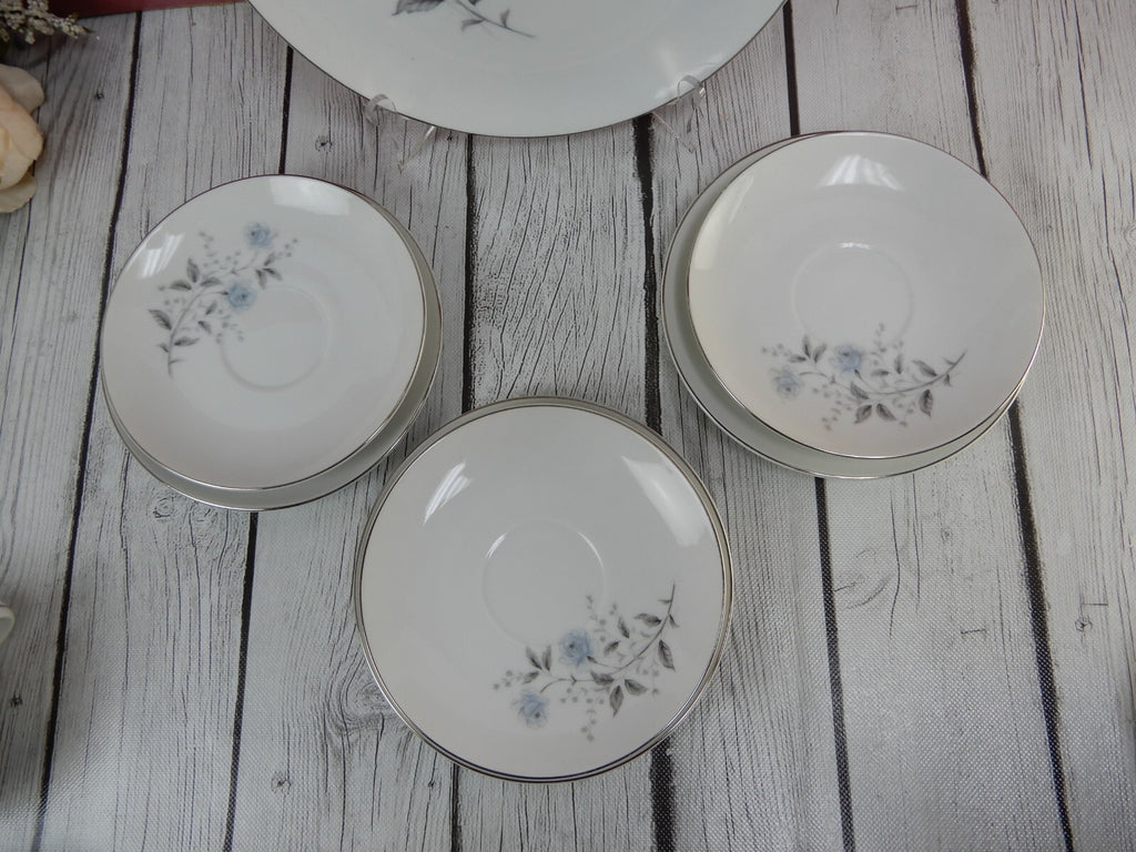 Diamond Fine China "Blue Rose"Japan~ 3 Cups,Saucers & Plates One 9-1/4" Plate