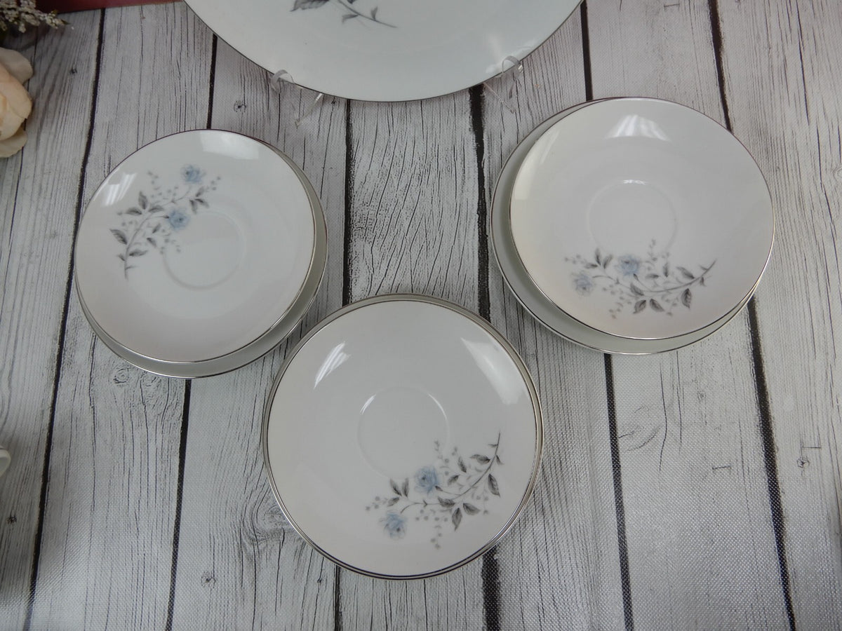 Diamond Fine China "Blue Rose"Japan~ 3 Cups,Saucers & Plates One 9-1/4" Plate