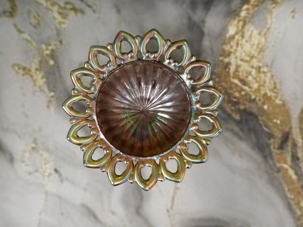 Beautiful Northwood Carnival Glass Wild Rose Open Edged Bowl