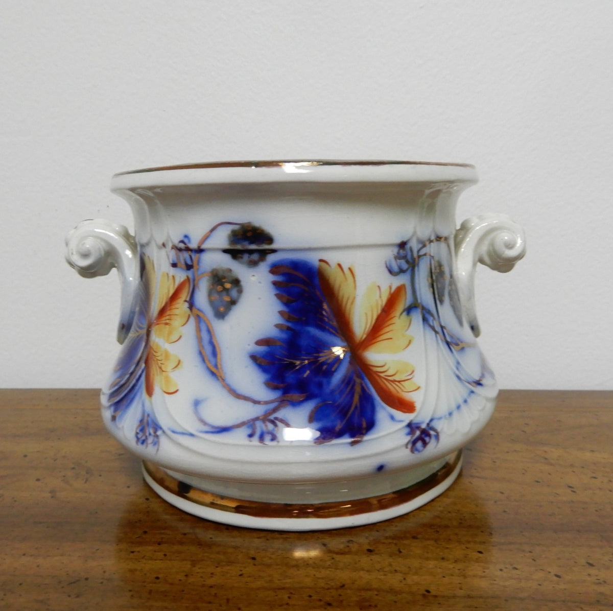 1856 Edward Walley  Flow Blue,Leaves & Berries Ironstone Sugar Bowl NO LID