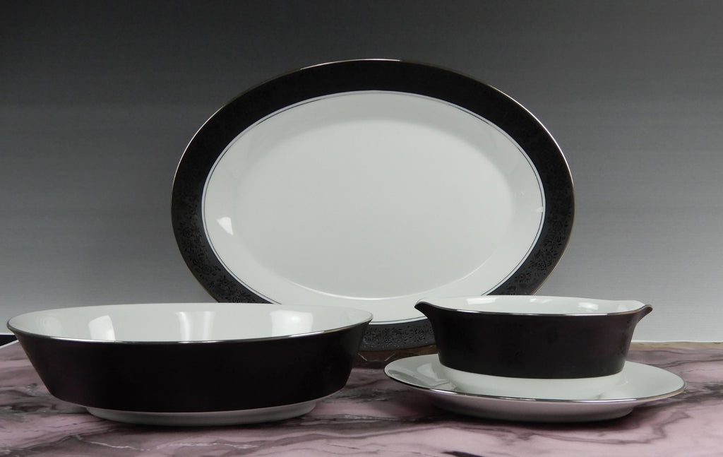 Vintage Set of Noritake "Mirano" 6878- 14" Platter, Oval Bowl,Gravy Boat