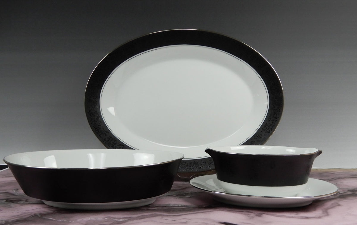 Vintage Set of Noritake "Mirano" 6878- 14" Platter, Oval Bowl,Gravy Boat