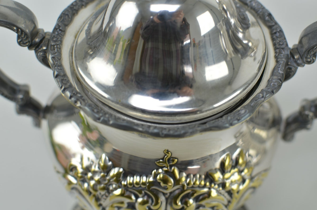 EPCA by Poole Silverplate Teapot #600 - Hand Chased Tea Pot,Sugar Bowl & Creamer