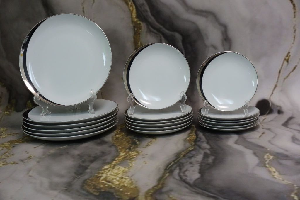 36 Pc 6-Piece 6 Place Setting Mikasa Platinum Fascination Pattern Made in Japan