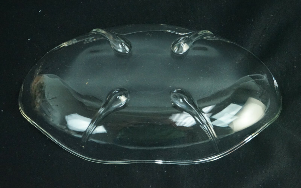 Set of 4 Vintage Scalloped clear Glass Relish Footed/ Banana Split Dishes