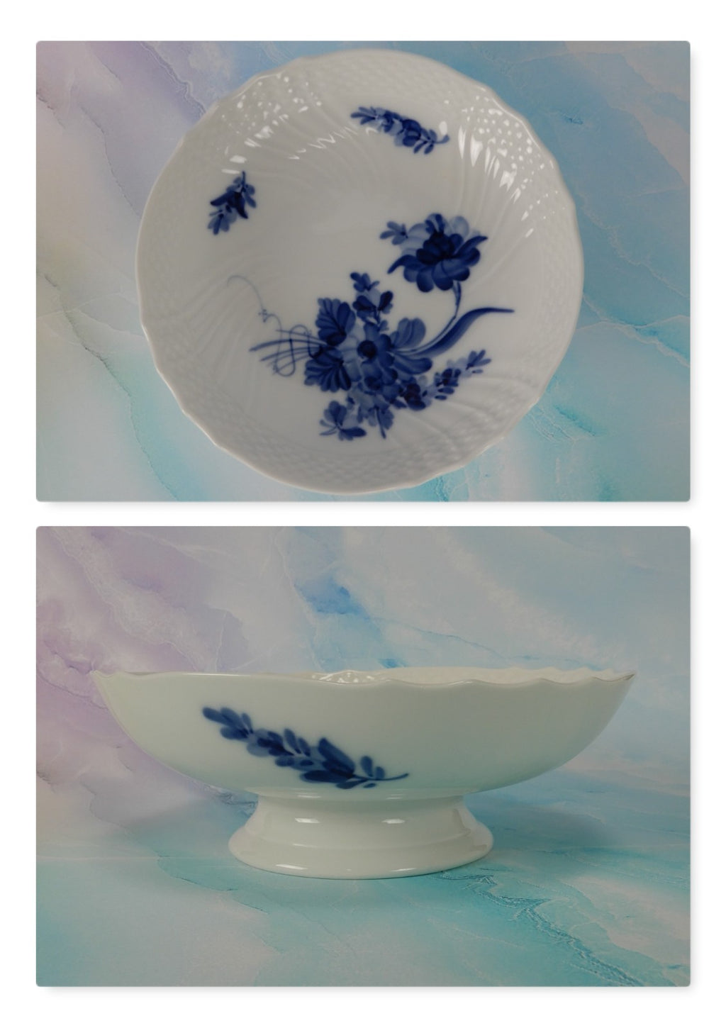 Royal Copenhagen "Blue Flower" Compote 10 1532 Short Porcelain Pedestal Bowl