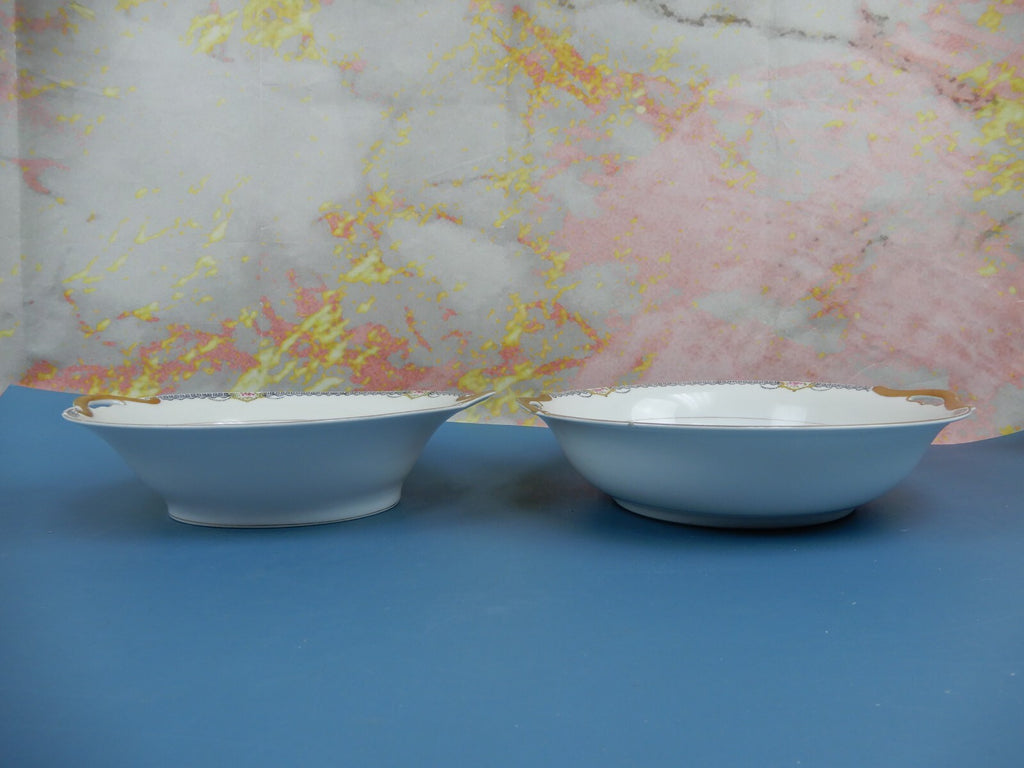 2 Vintage Oval and roud Serving Bowls  "DEERLODGE"  Made in Japan with Chips