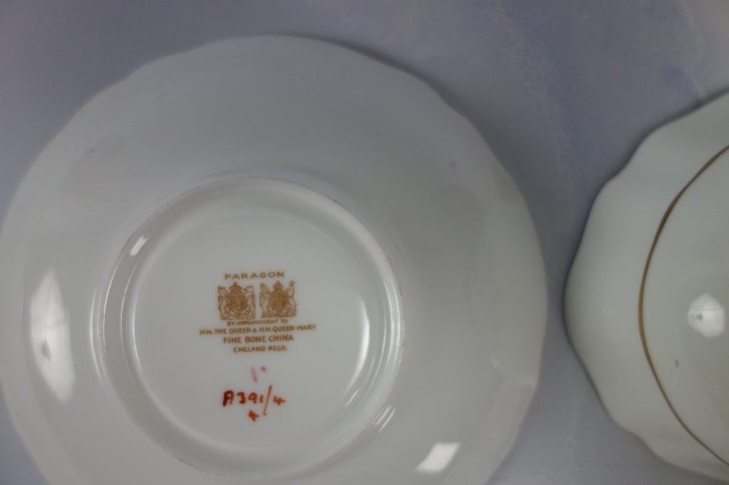 Paragon “ HM The Queen & HM Queen Mary” Light Pink Gold Filigre Cup And Saucer