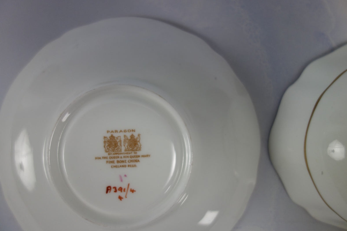 Paragon “ HM The Queen & HM Queen Mary” Light Pink Gold Filigre Cup And Saucer