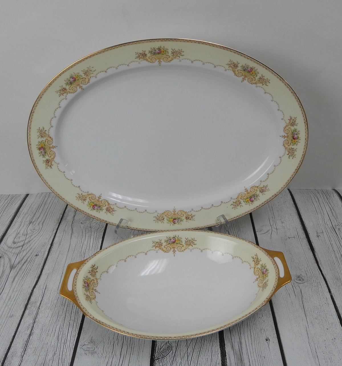 Vintage Meito NSP Fine China Set of 16-1/8" Platter and Oval Serving Bowl