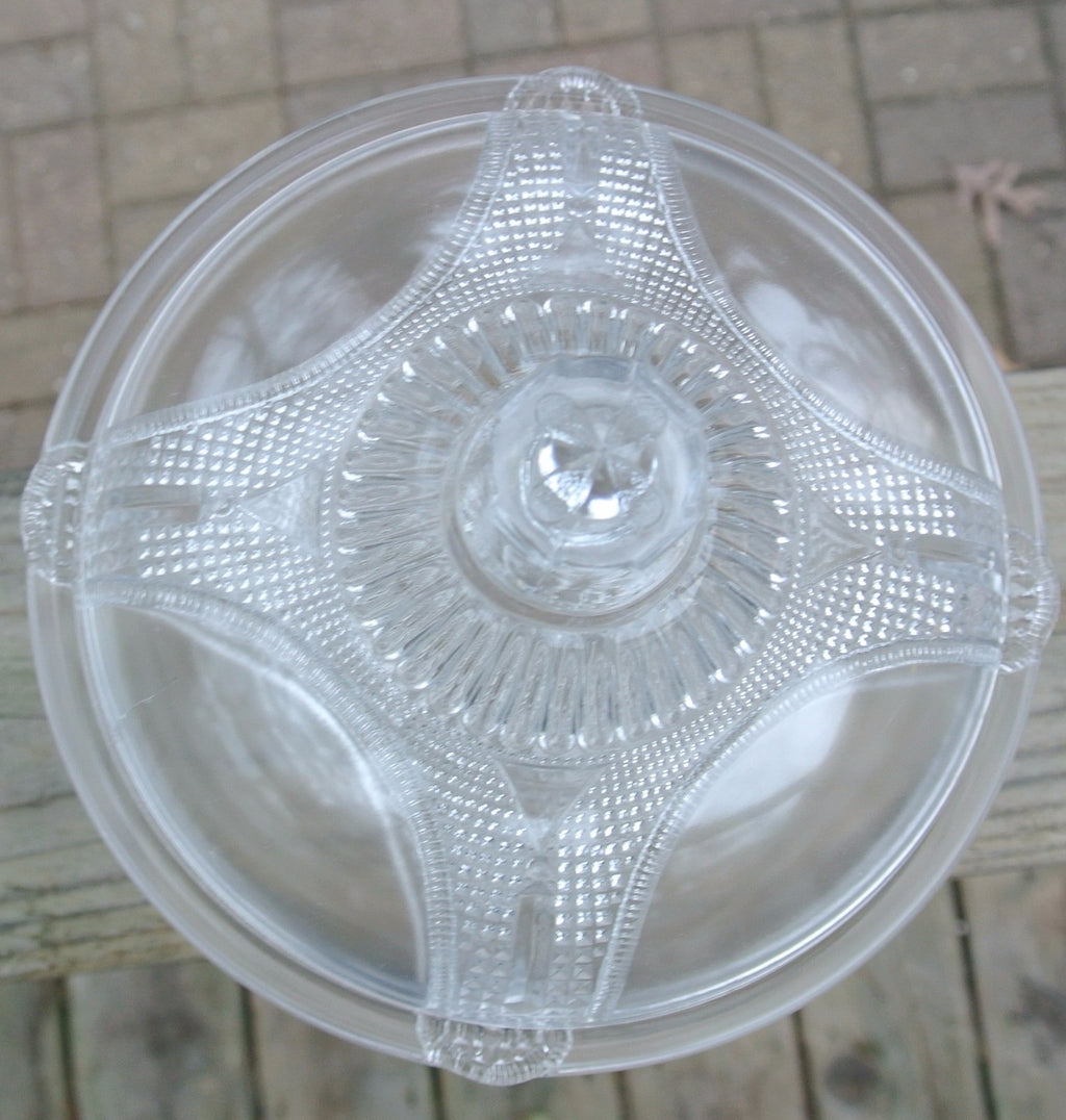 Curtain Tie Back Lidded Compote Early American Pattern Glass Adams & Co