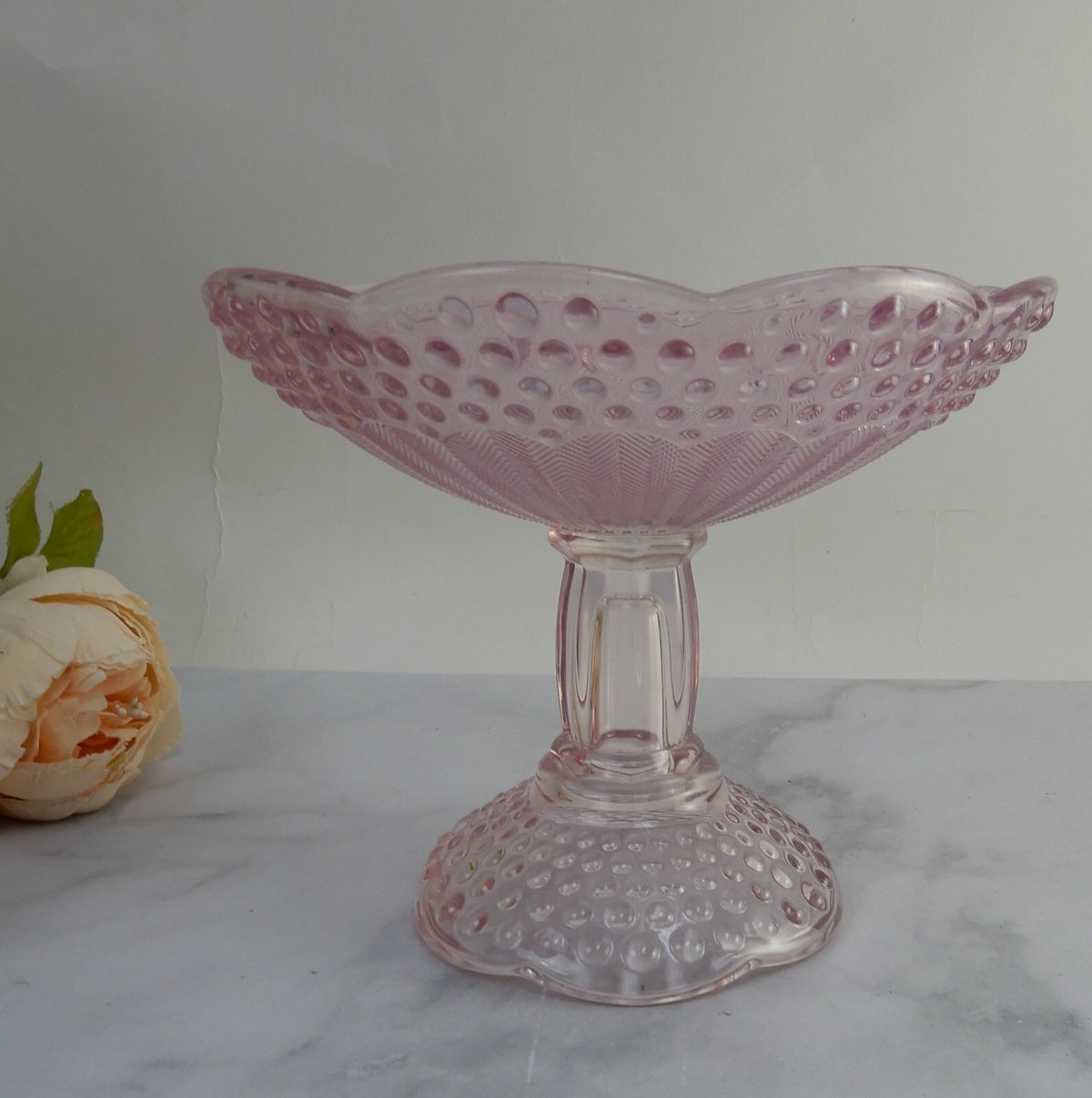 Gorham Crystal Emily’s Attic Pink Compote Footed Bowl