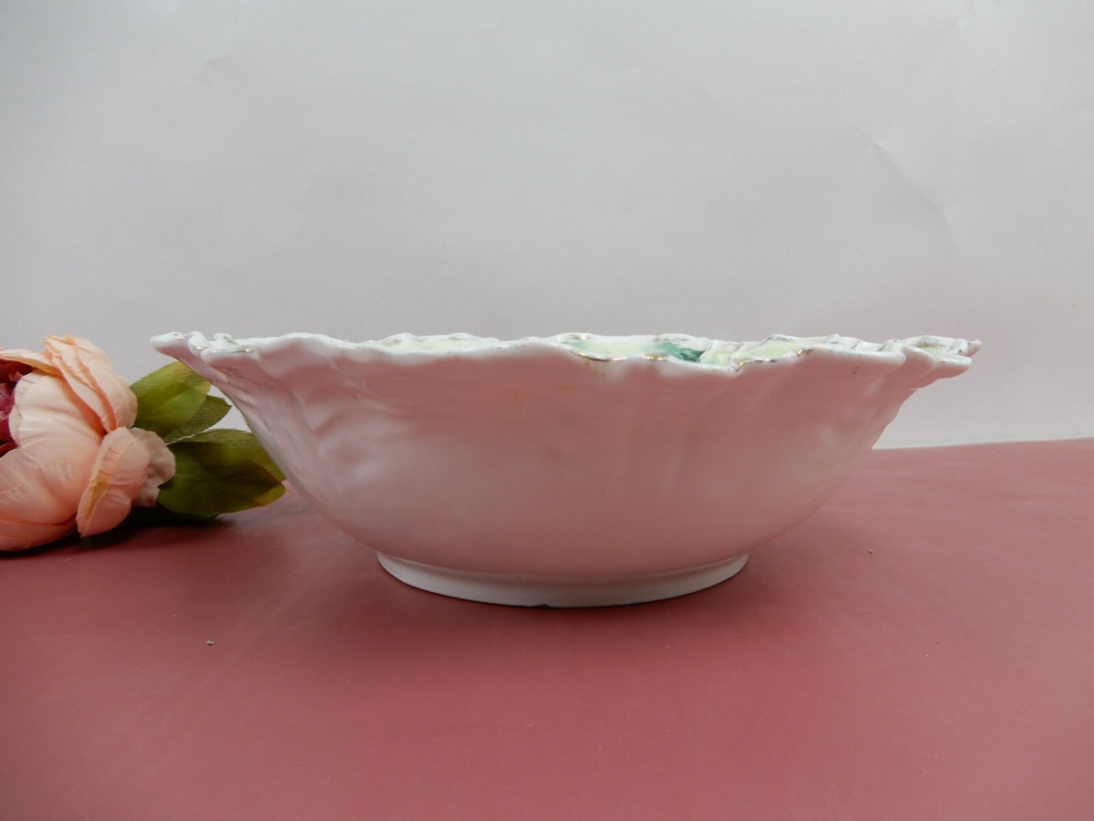 Antique RS Prussia Old Red Mark Bouquet of Roses Porcelain "Bowl" 10-3/4" Wide