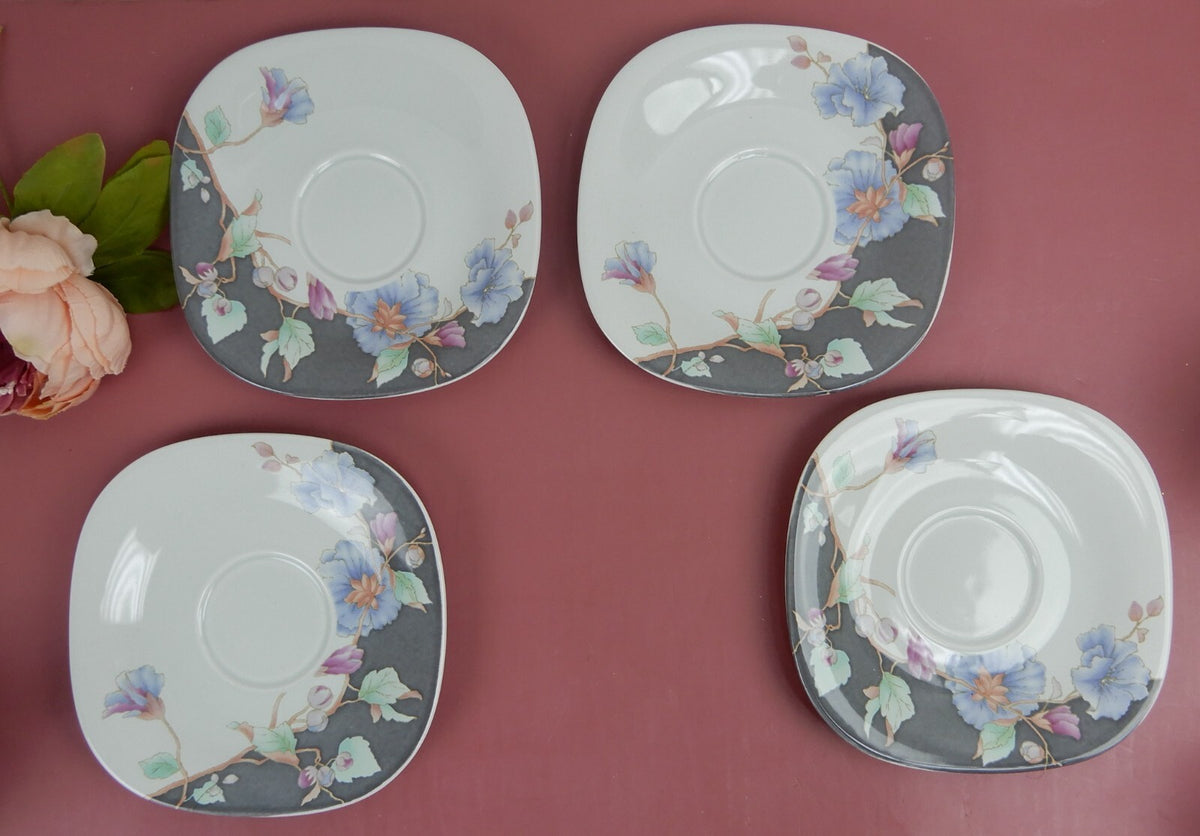 Mikasa Tempo Eighty Floral Eclipse Set of 4 Cups and Saucers