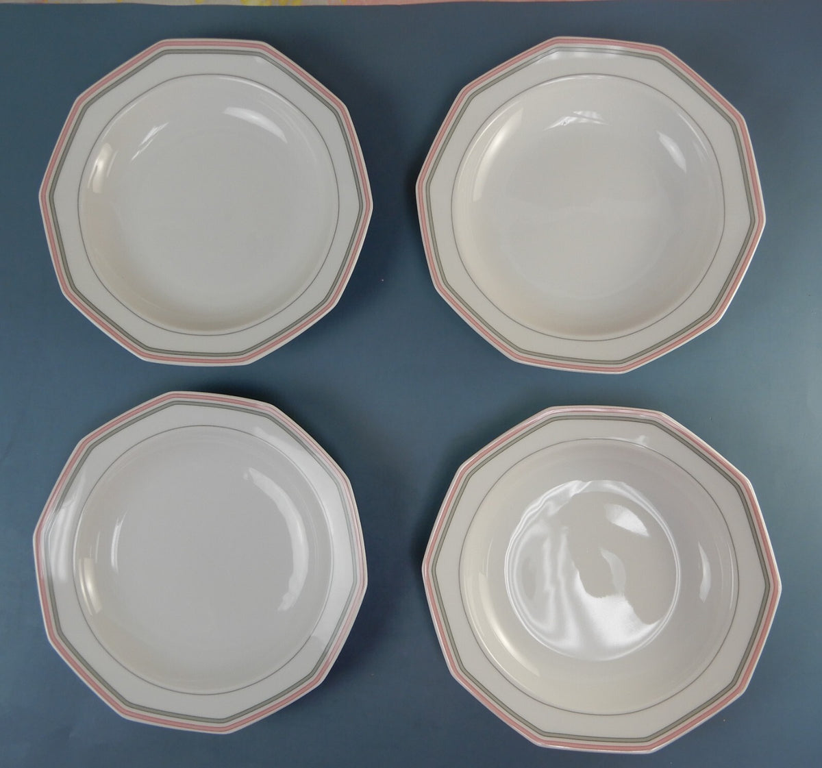 4 Soup Bowls Winterling Marktleuthen Bavaria Decor Spülmaschinenfest W/Stripes