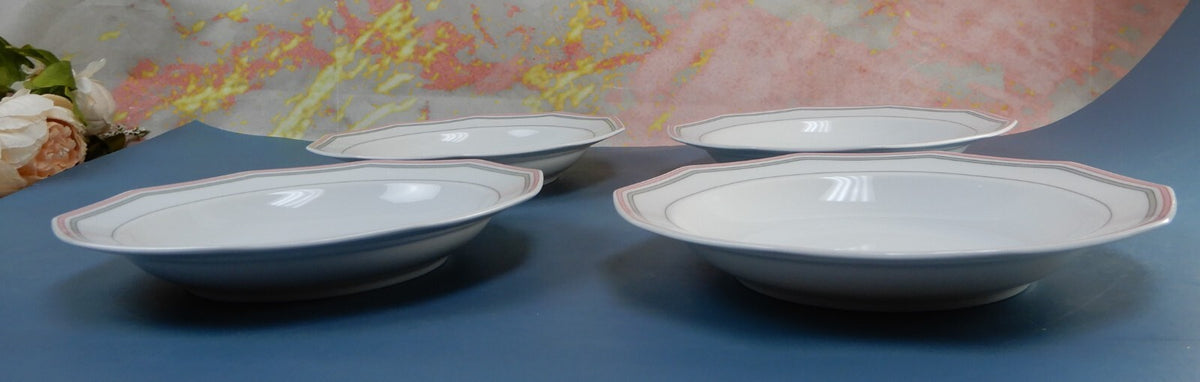 4 Soup Bowls Winterling Marktleuthen Bavaria Decor Spülmaschinenfest W/Stripes