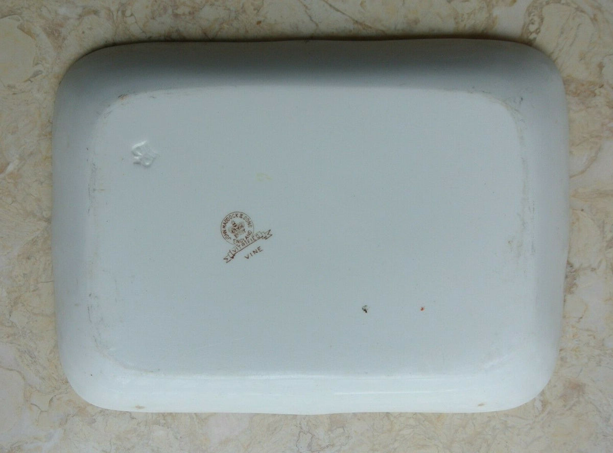 Vintage John Maddock,England Vitrified Rectangle  Platter, Vine Pattern 10-3/8"