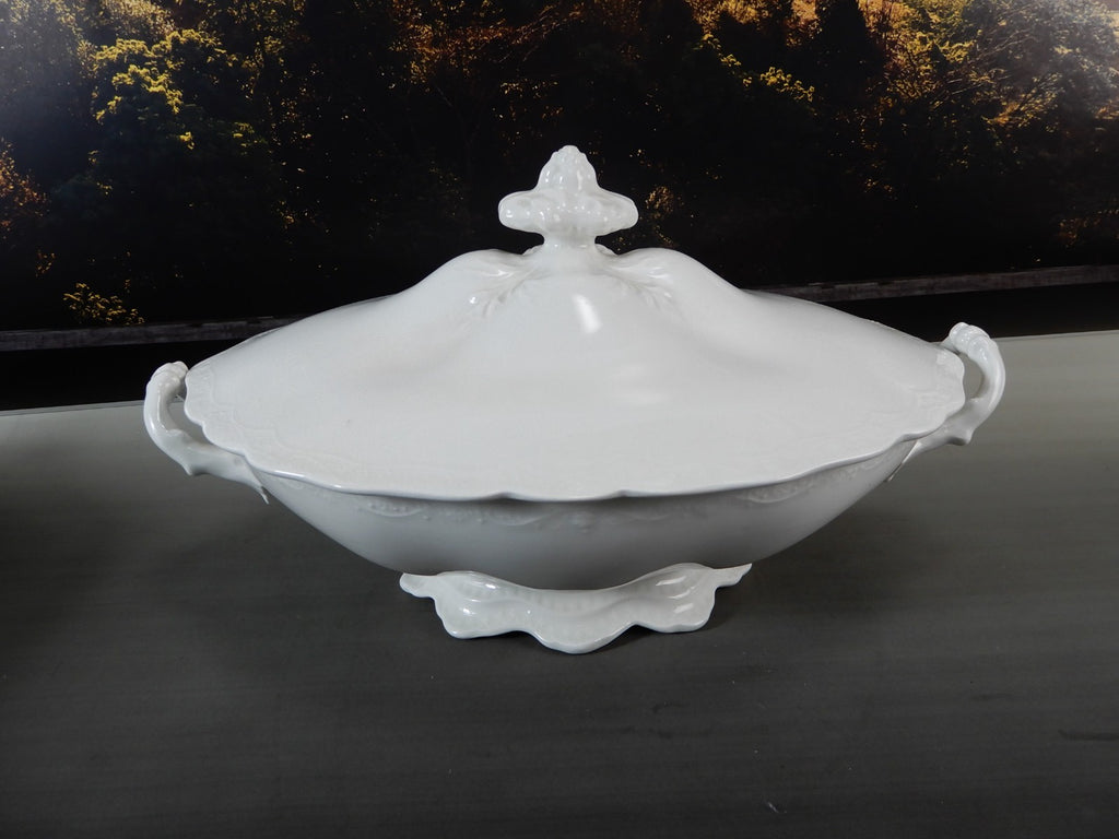 Antique Johnson Brothers White Ironstone Tureen Tariff mark 1913-1930