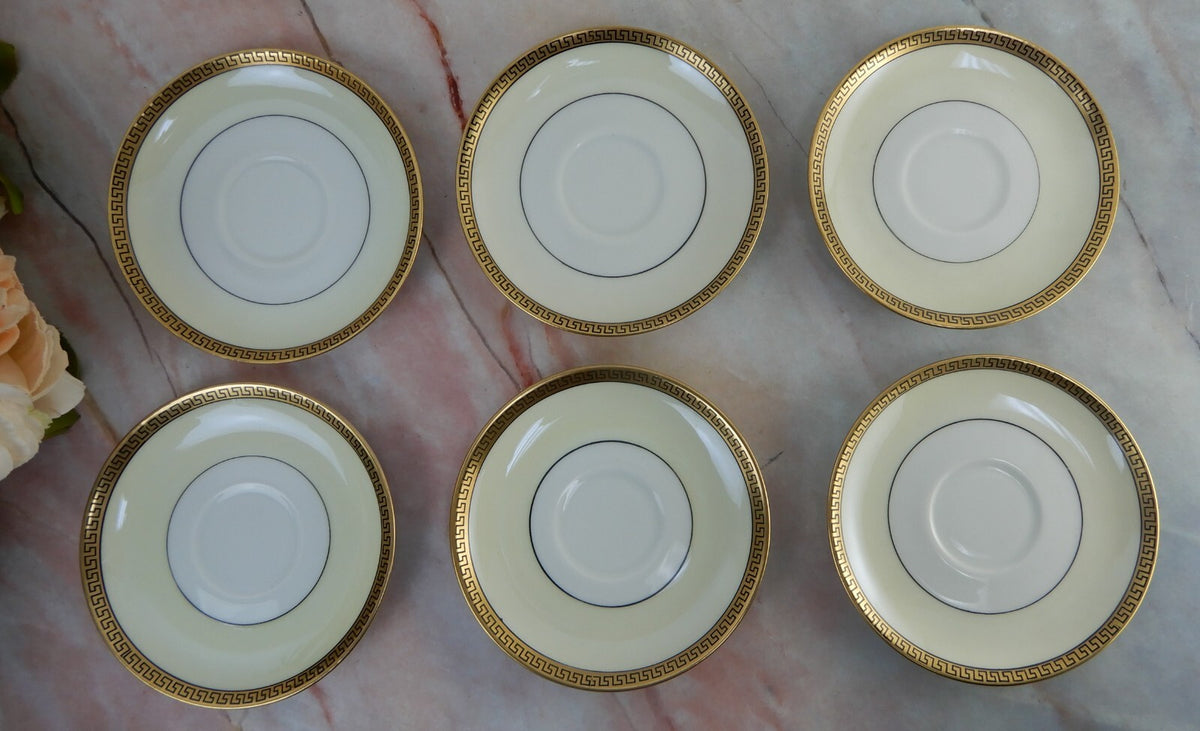 Thomas Bavaria Demitasse Set of 6 Chocolate Cups & Saucers Greek Key Design