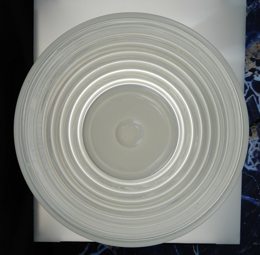 Vintage Tall Ceiling White & Clear Glass Shade 8" Diameter