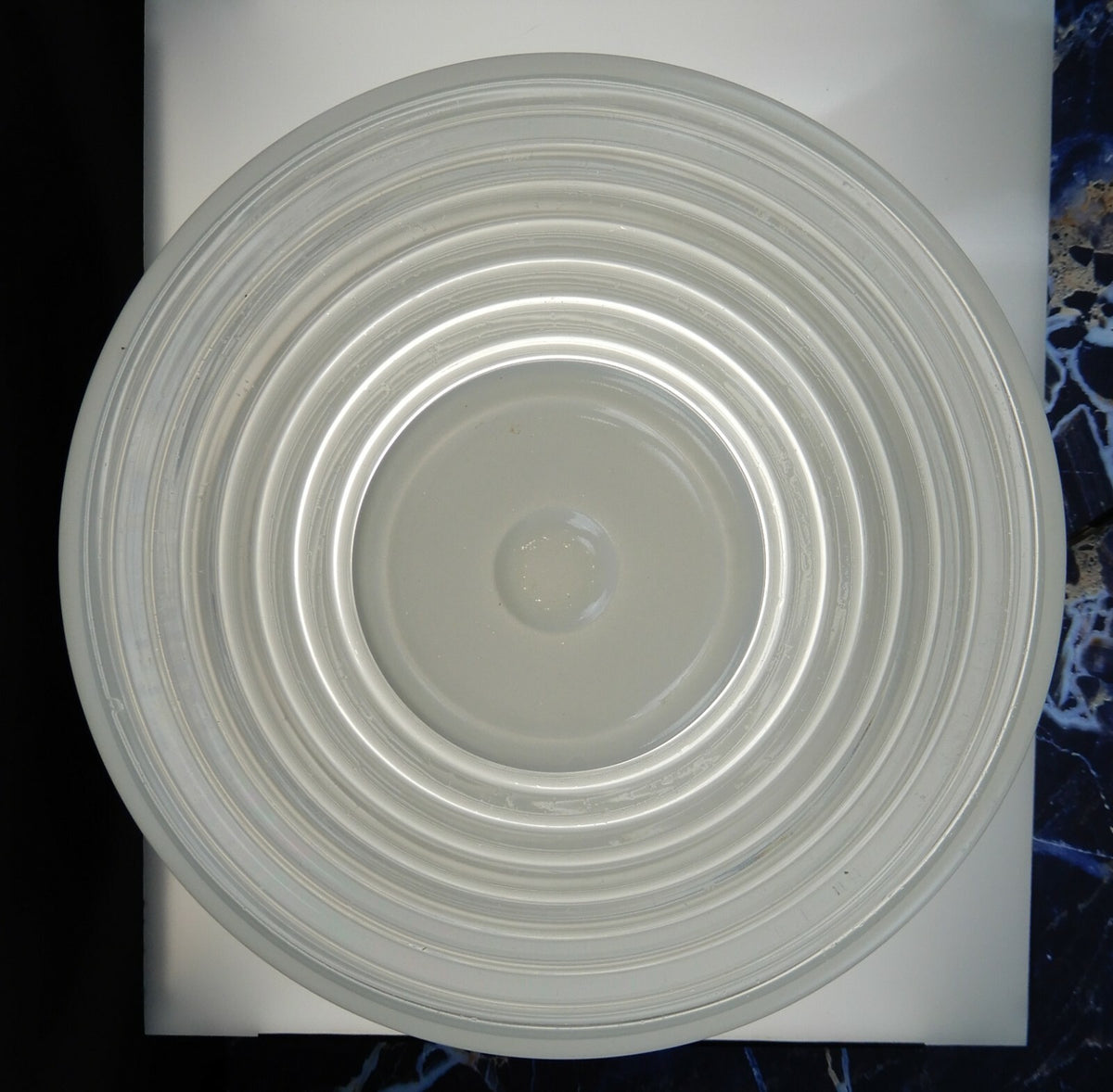 Vintage Tall Ceiling White & Clear Glass Shade 8" Diameter