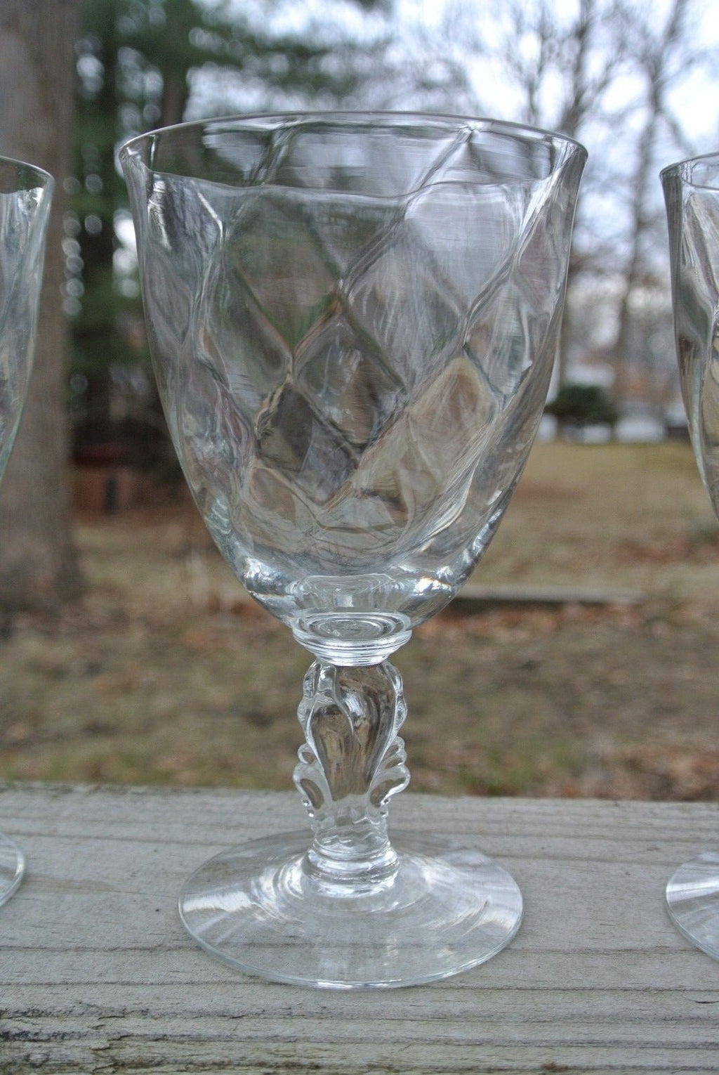 Set of 5 Crystal Waverly by HEISEY Wine Glasses