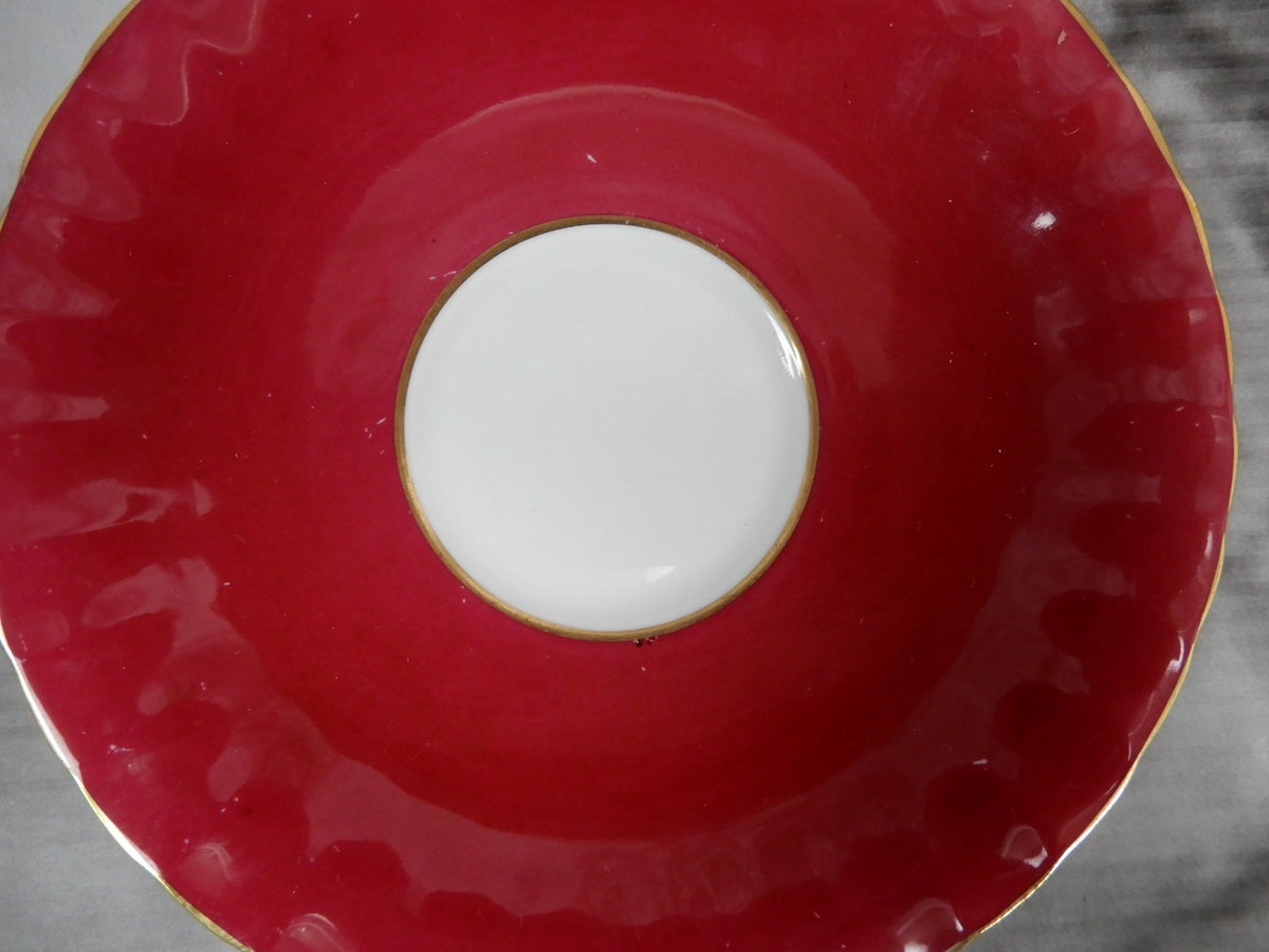 Vintage Aynsley "Orchard Fruit" England, Burgundy Cup, and Saucer Signed D.Jone