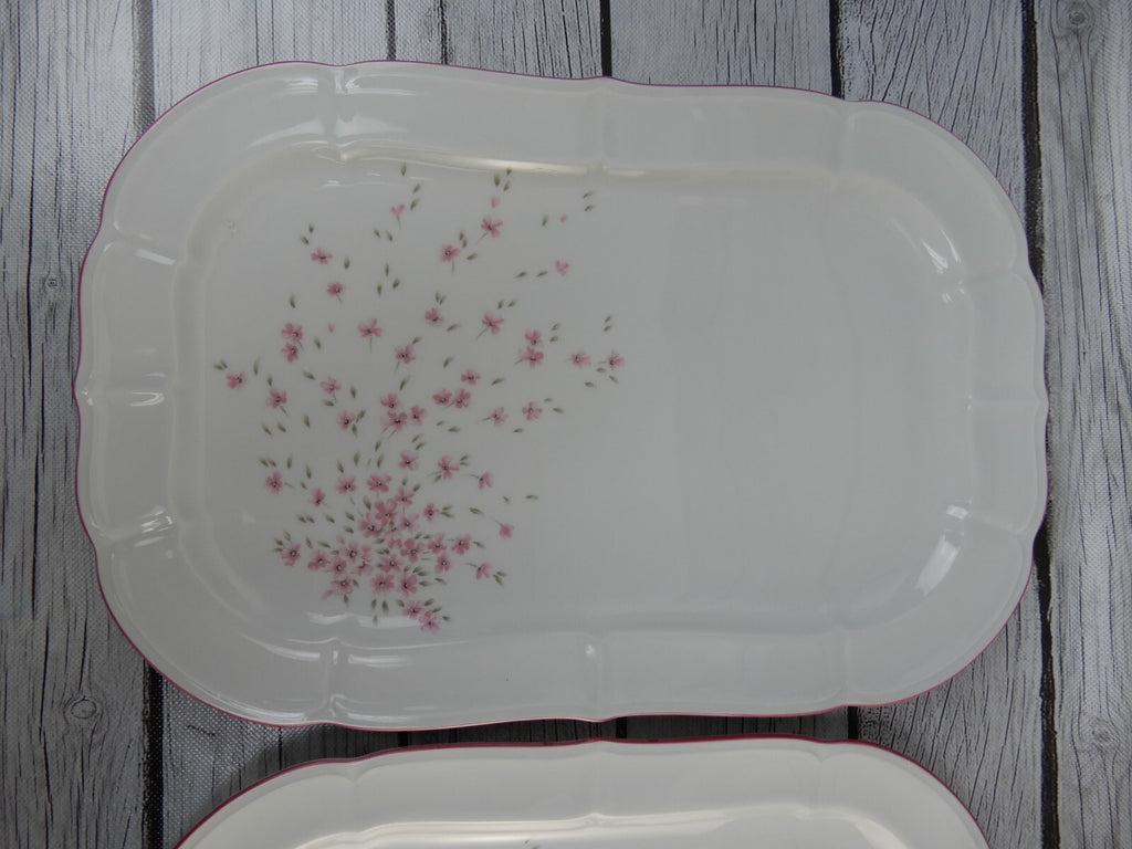 Vintage Schumann Arzberg Germany Bavaria Pink Floral~14-1/4" & 13-1/4" Platters