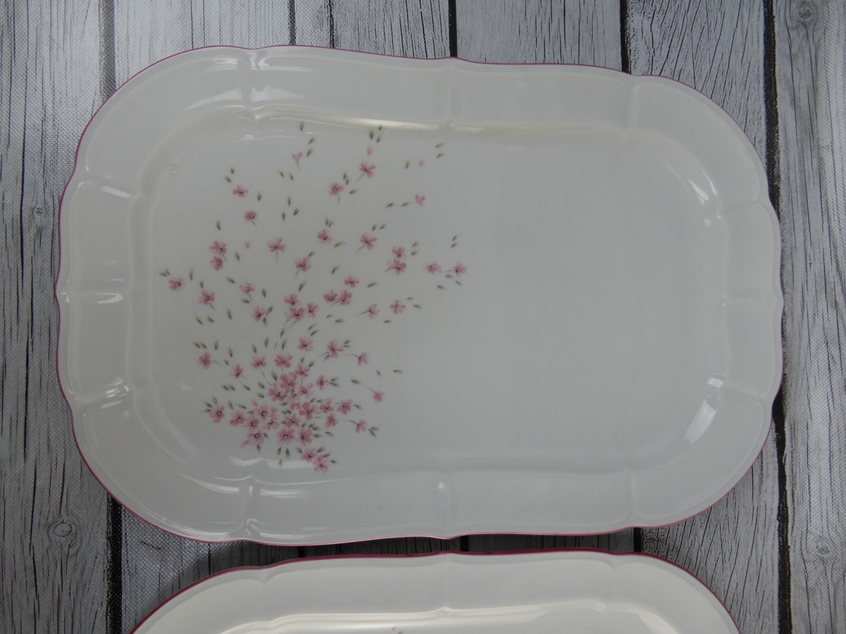 Vintage Schumann Arzberg Germany Bavaria Pink Floral~14-1/4" & 13-1/4" Platters